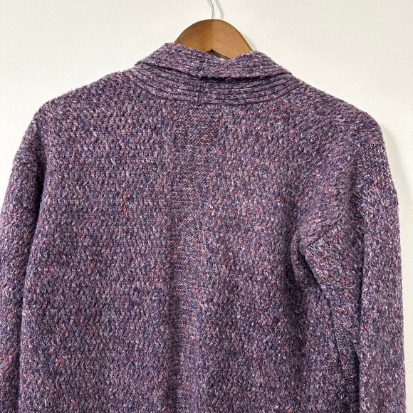 Liz Claiborne Purple Speckled Shawl Cardigan Small Knit Cozy Core Cottage - Picture 6 of 9